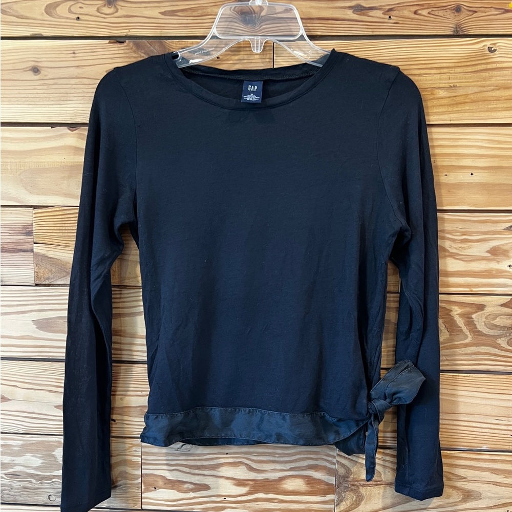 GAP Blue Long Sleeve Tie Front Blouse